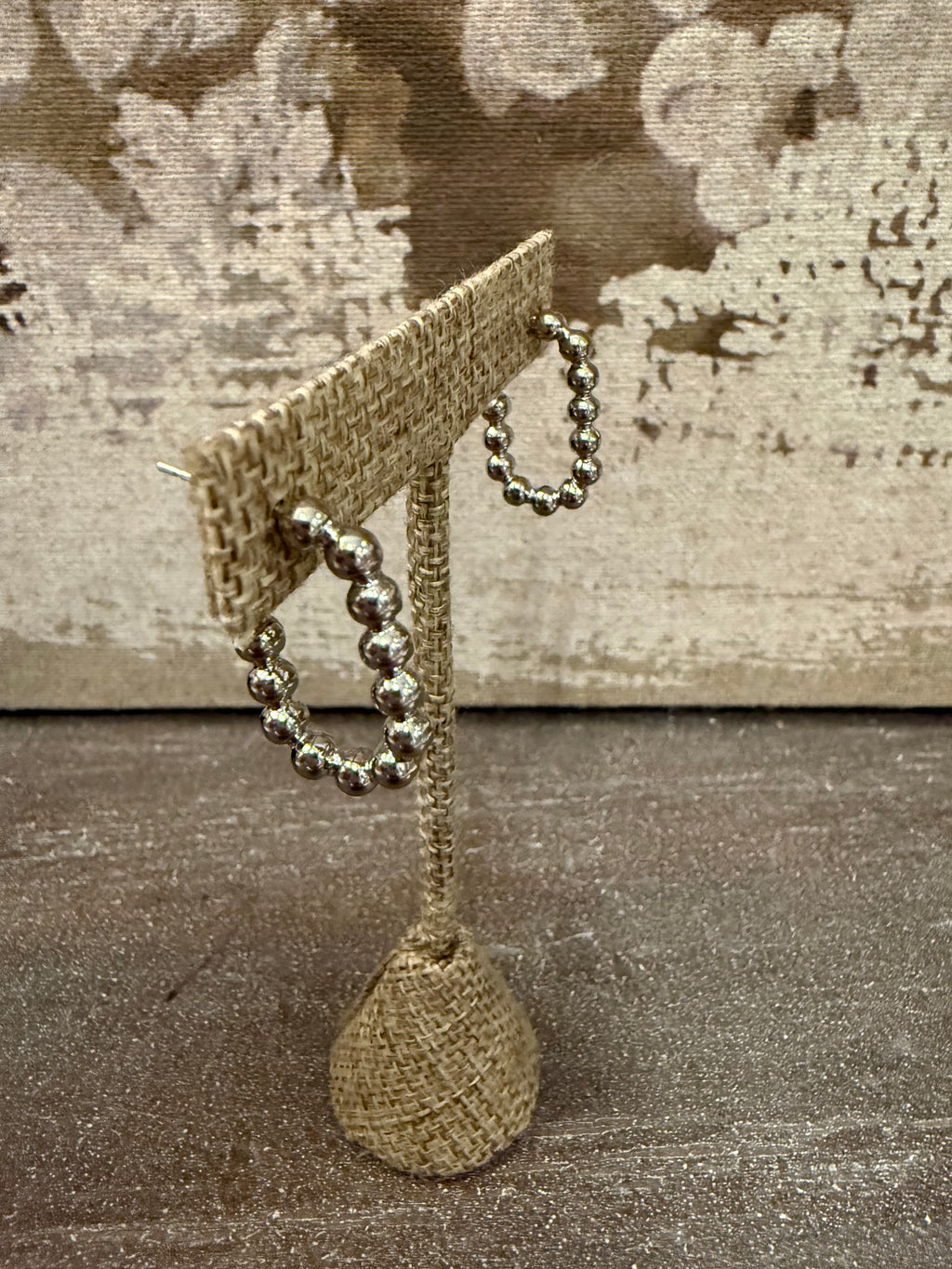 The Silver Beaded Oval earring