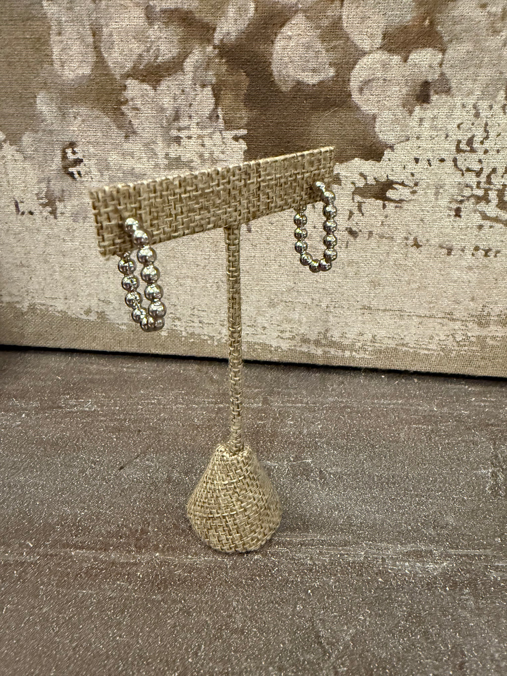 The Silver Beaded Oval earring
