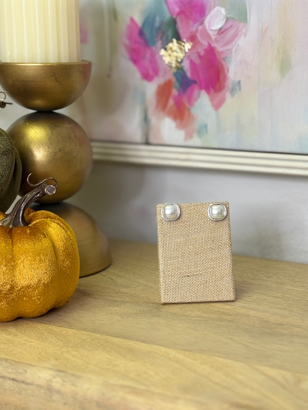 Square Pearl Stud