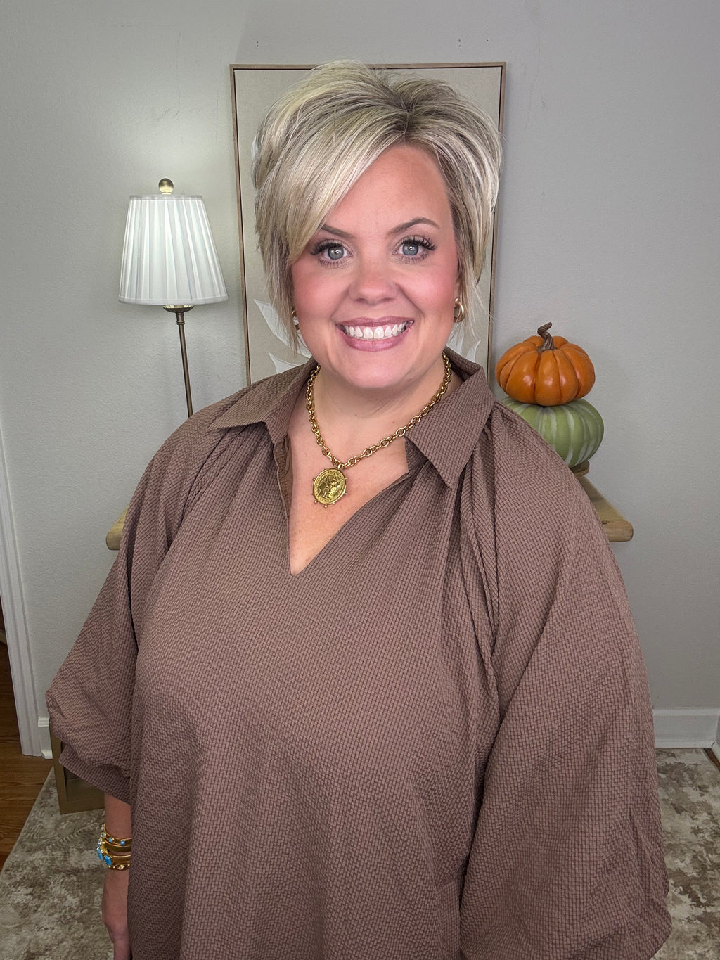 The Southern Charm Scallop Dress - Brown