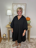 The Southern Charm Scallop Dress - Black