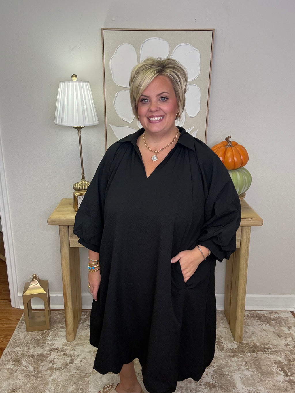 The Southern Charm Scallop Dress - Black