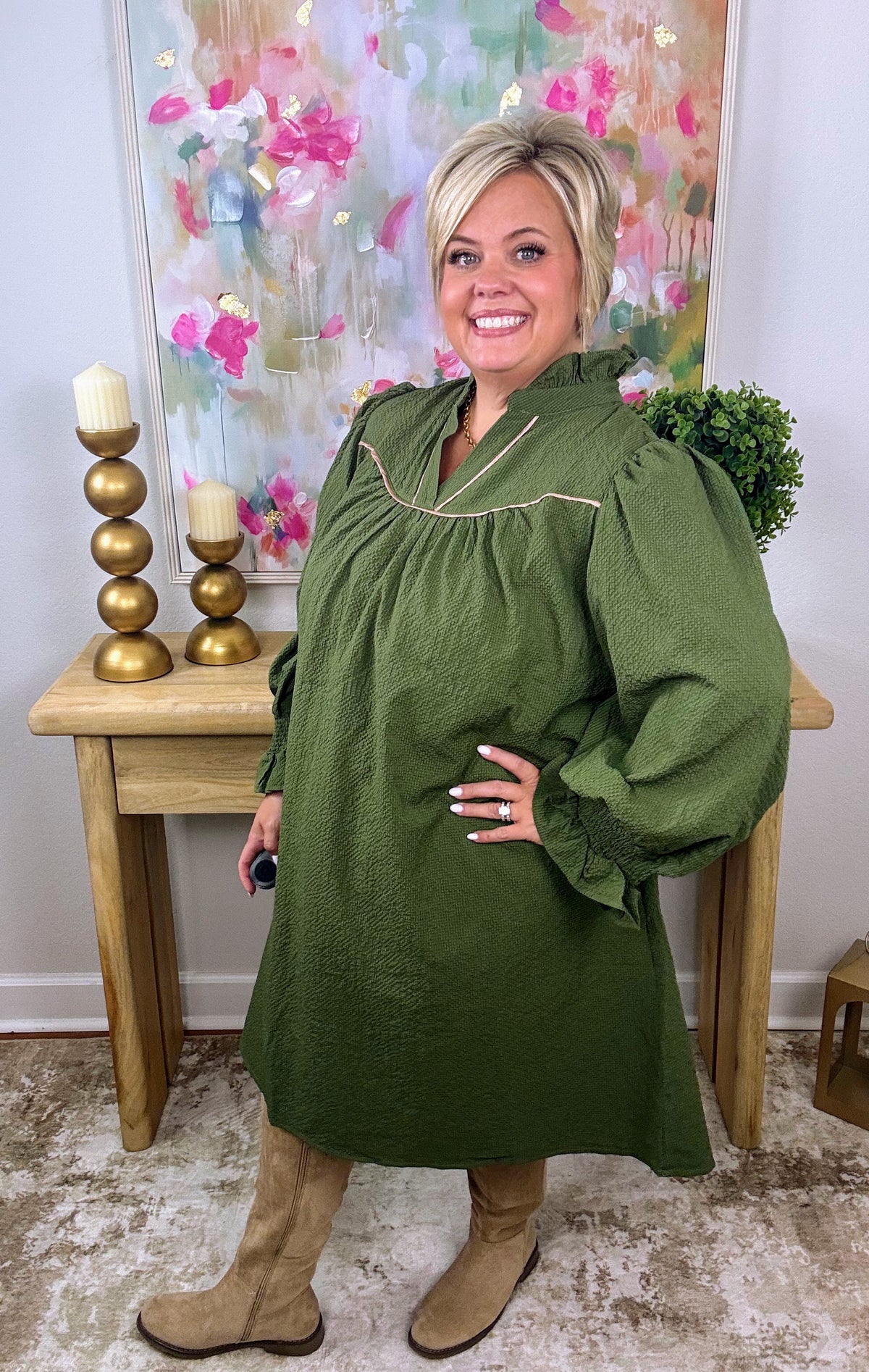 Sweet Sage Ruffle Dress