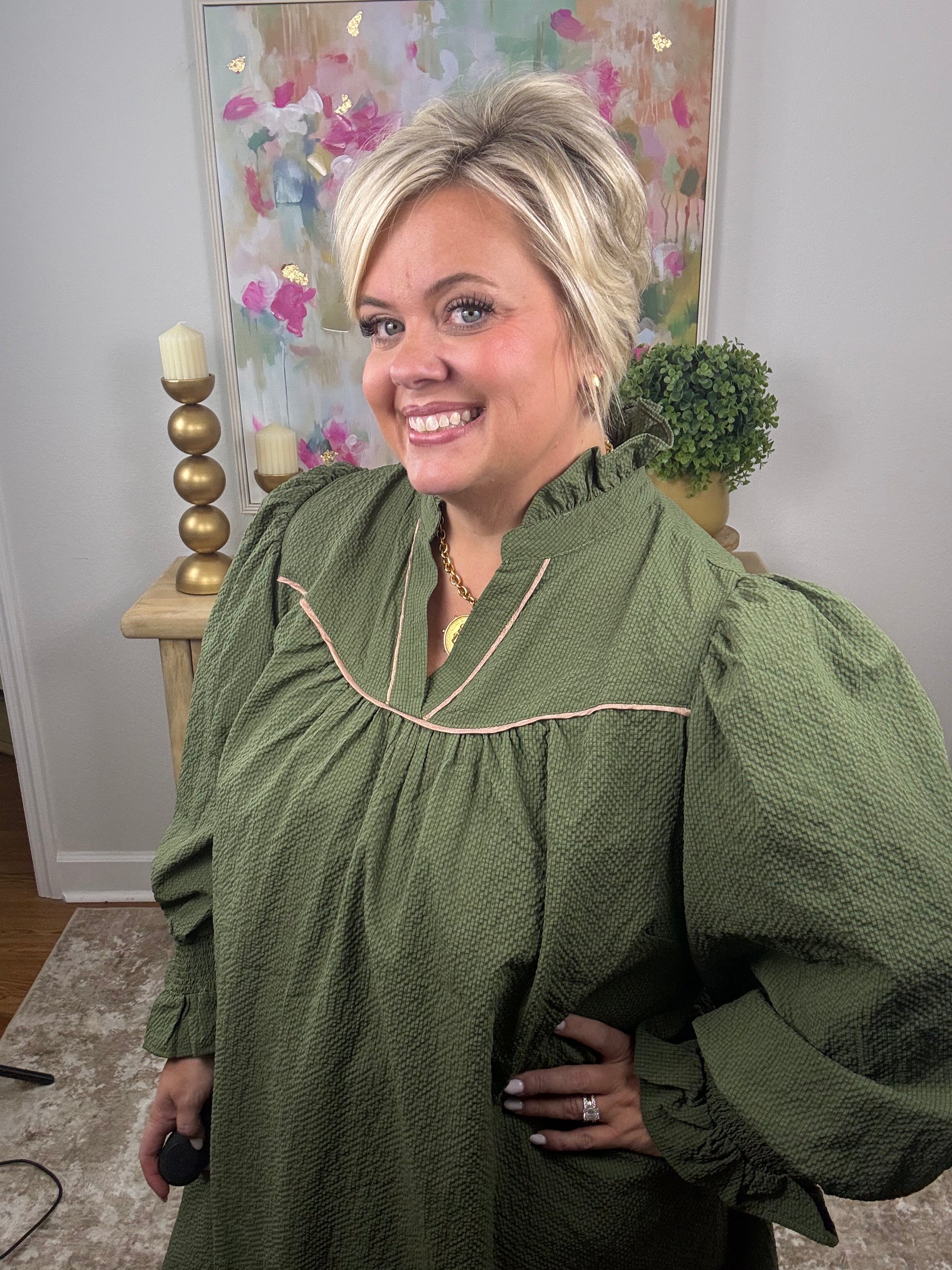 Sweet Sage Ruffle Dress