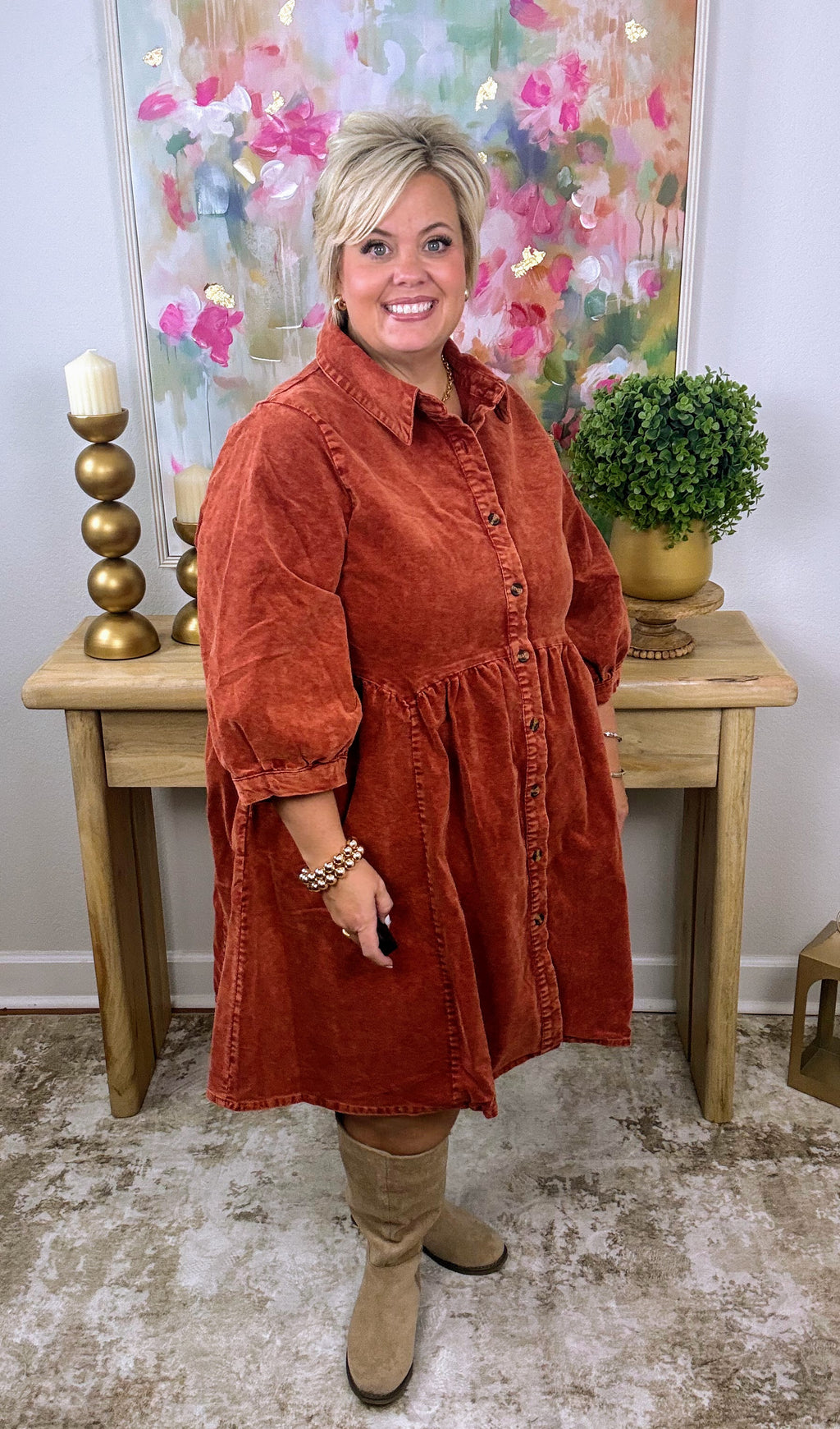 Autumn Lane Dress - Terracotta