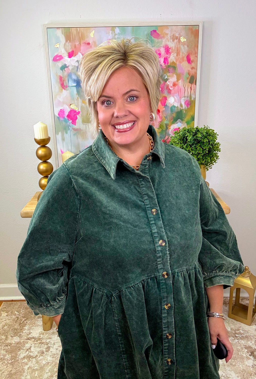 Autumn Lane Dress -Olive Green